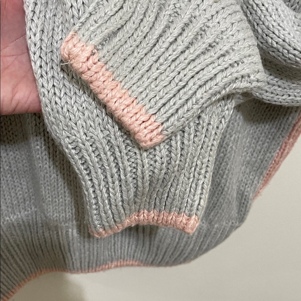 VINTAGE Patchwork Heart Knit Sweater - Pink, Gray & Cream, SIZE XL - Picture 6 of 8